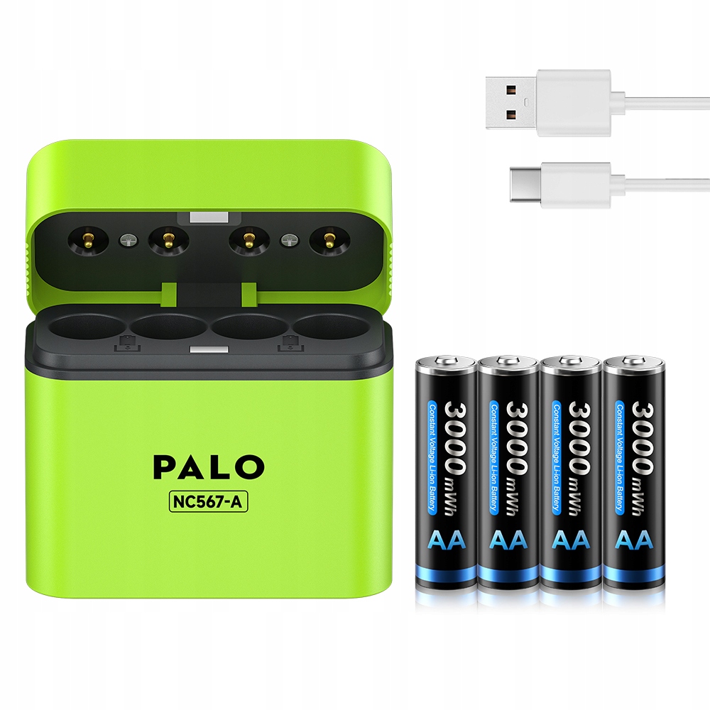 4x 1,5V Aa Lithiová Dobíjecí Baterie 3000mWh pro Hračky se 4-Slotovou Nabíječkou