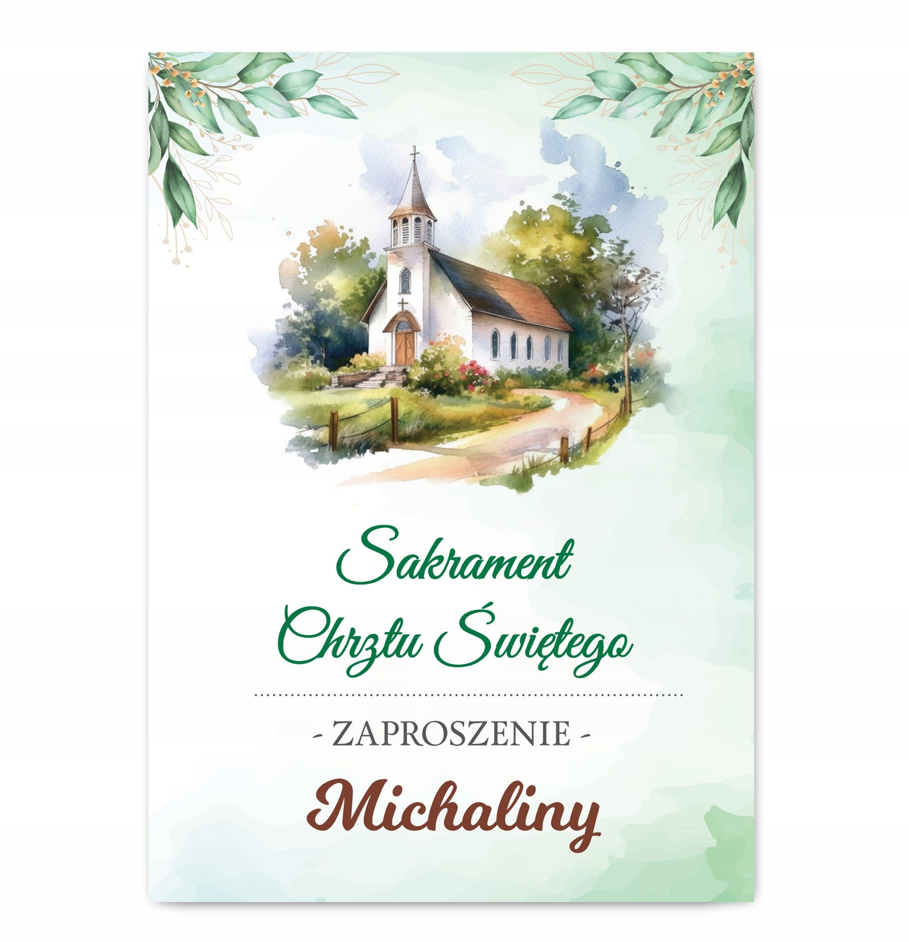 Zaproszenia na CHRZCINY CHRZEST Święty Imię personalizacja Kościół