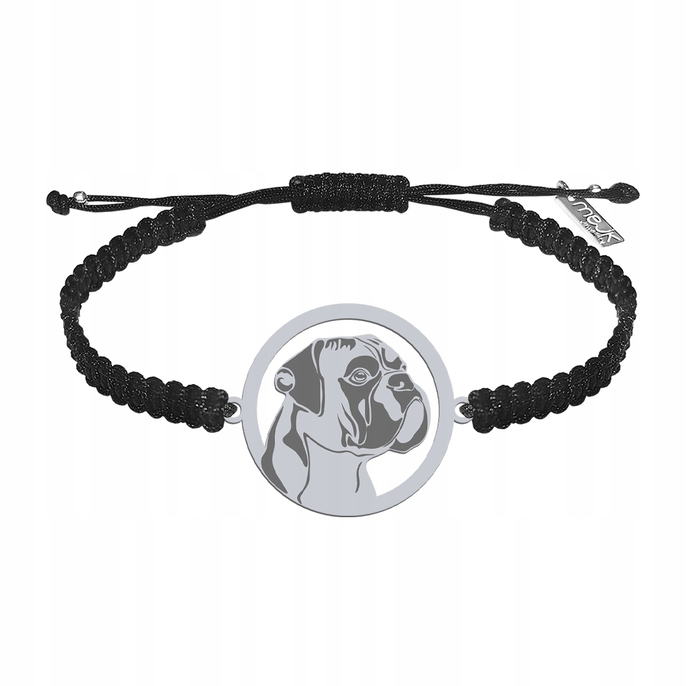 Stříbrný náramek s boxerským psem 925 Šperky Makramé Gravírování Bonus
