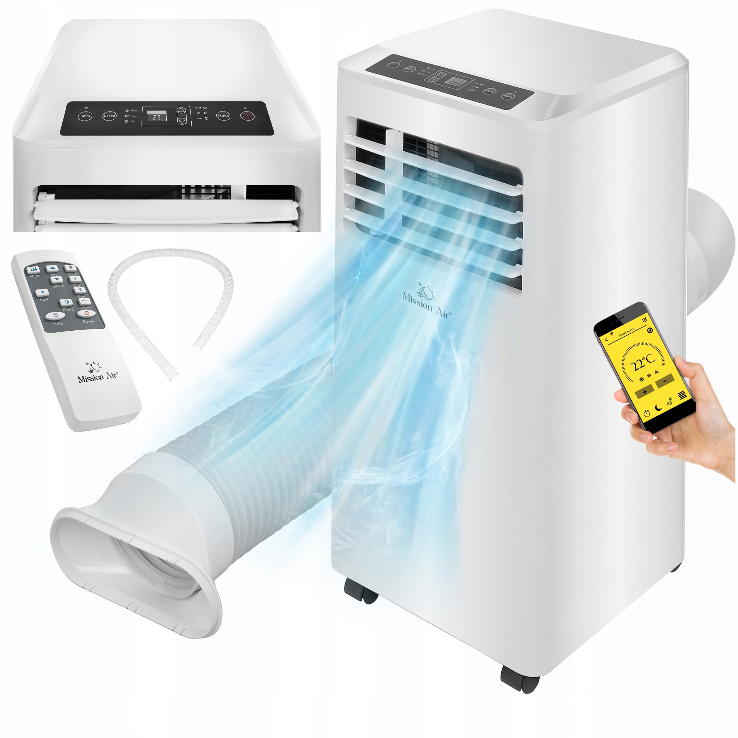 Prenosná Klimatizácia 3v1 Mission Air 2,6 kW odvlhčovač 24 l/24 h Timer WiFi