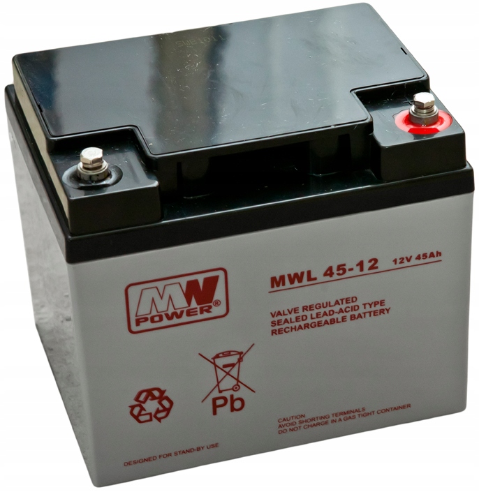 AKUMULATOR BATERIA BEZOBSŁUGOWY MW POWER MWL 45Ah 12V MWL45 MWL45-12 ALARM