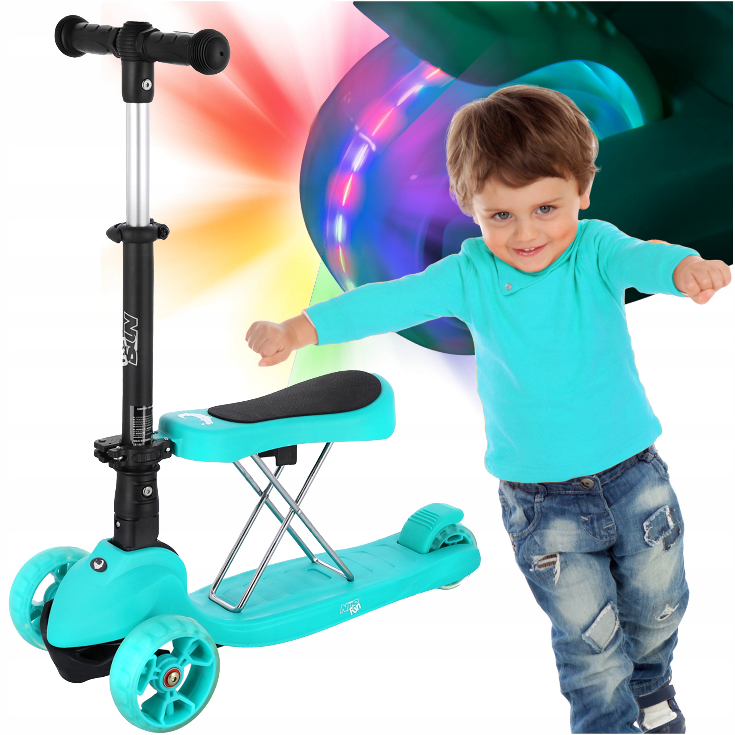 Hulajnoga Trójkołowa Dziecięca Koła Led Balansowa 2W1 Dla Dzieci