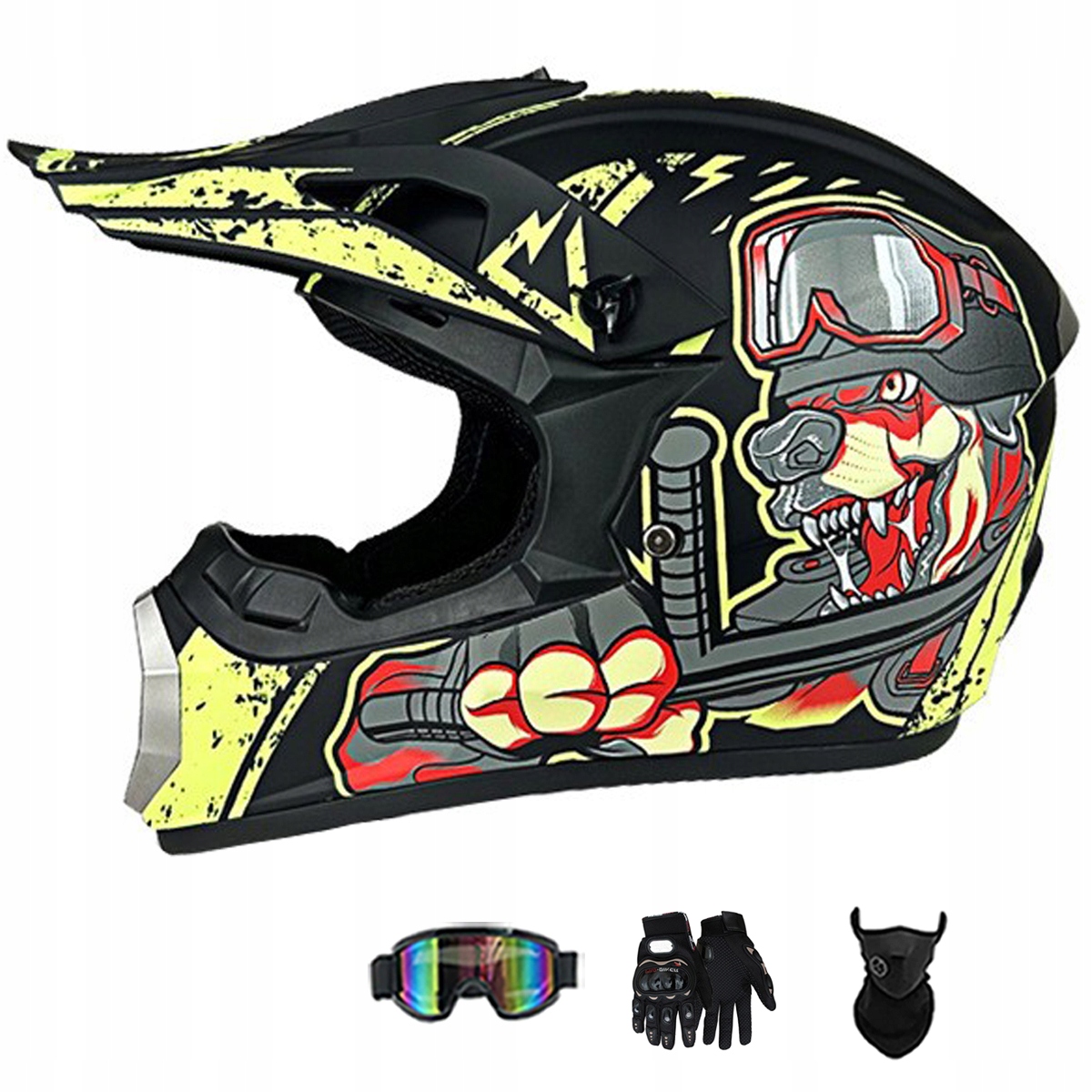 Motocyklová Přilba Lehká Enduro Quada Brýle Rukavice Maska XL