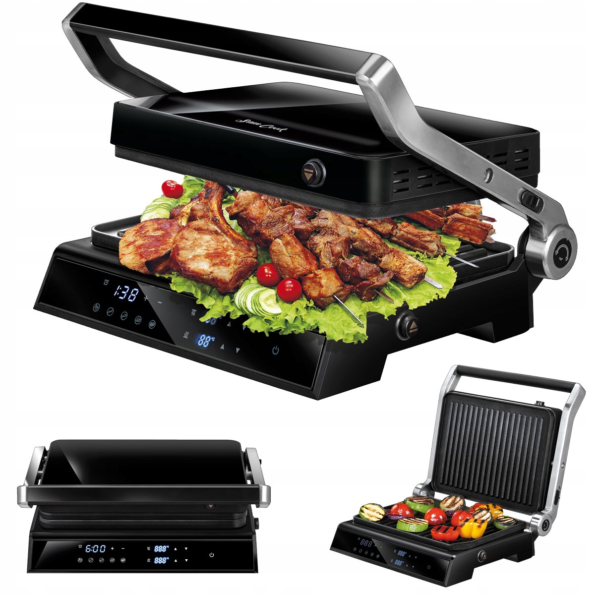 Kontaktní elektrický gril na panini skládací Mpm PSC-140/B černý 2200 W