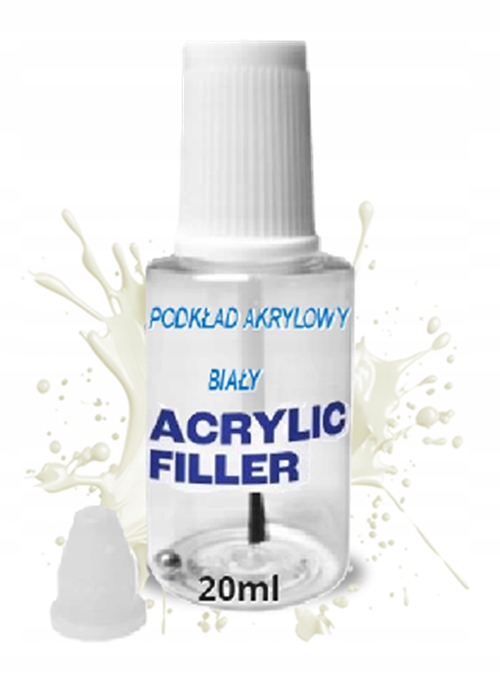 Podkład akrylowy w pędzelku do wypełniania rys biały 20 ml