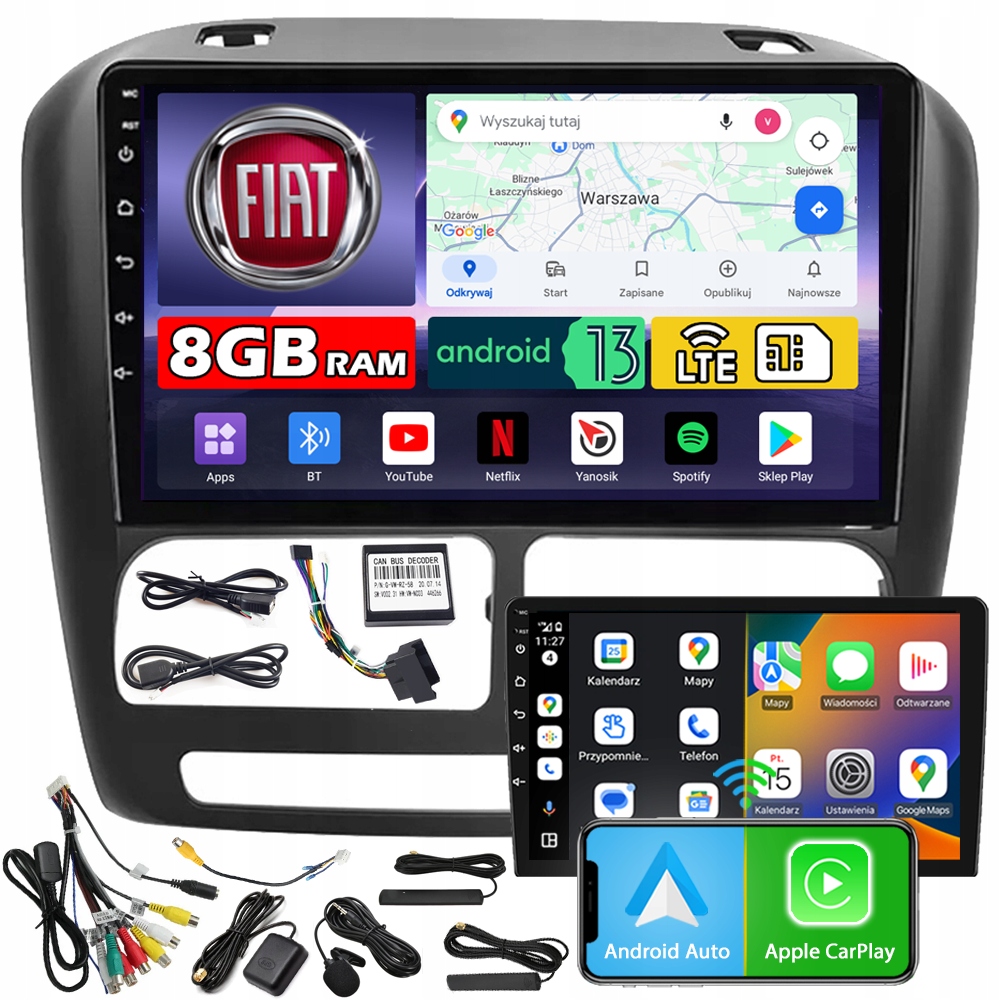 Autorádio Ncs ZQ9 Fiat Doblo 2010-2015 Android Navigace 8GB Lte