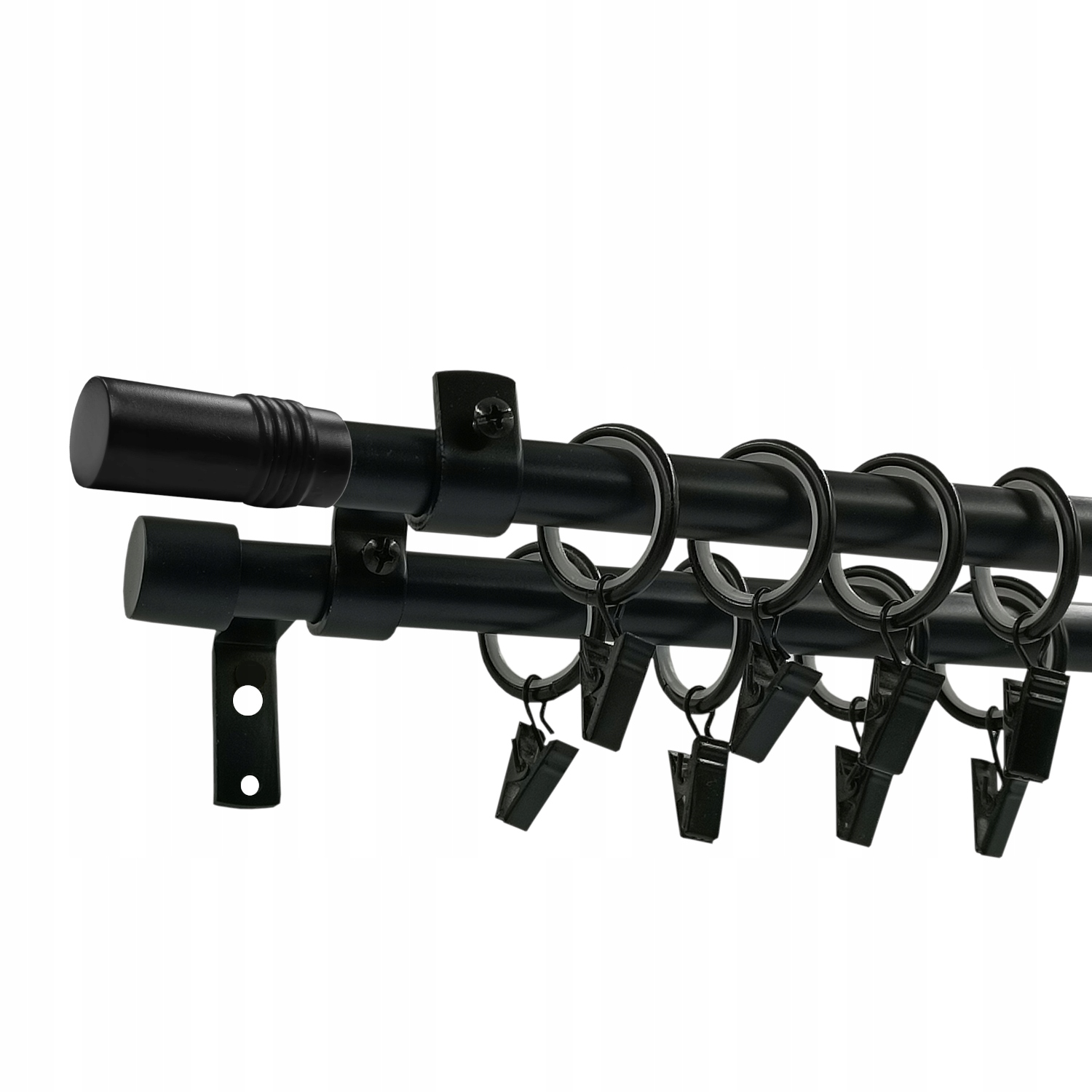 Garnýž Dvojitá Kovový loft černý mat mix koncovek 16+16 mm 320 cm