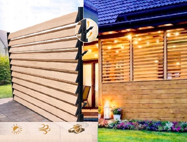 Drevené Žalúzie Terasové Nastaviteľné Sada Na Pergolu-terasu V109xŠ124cm