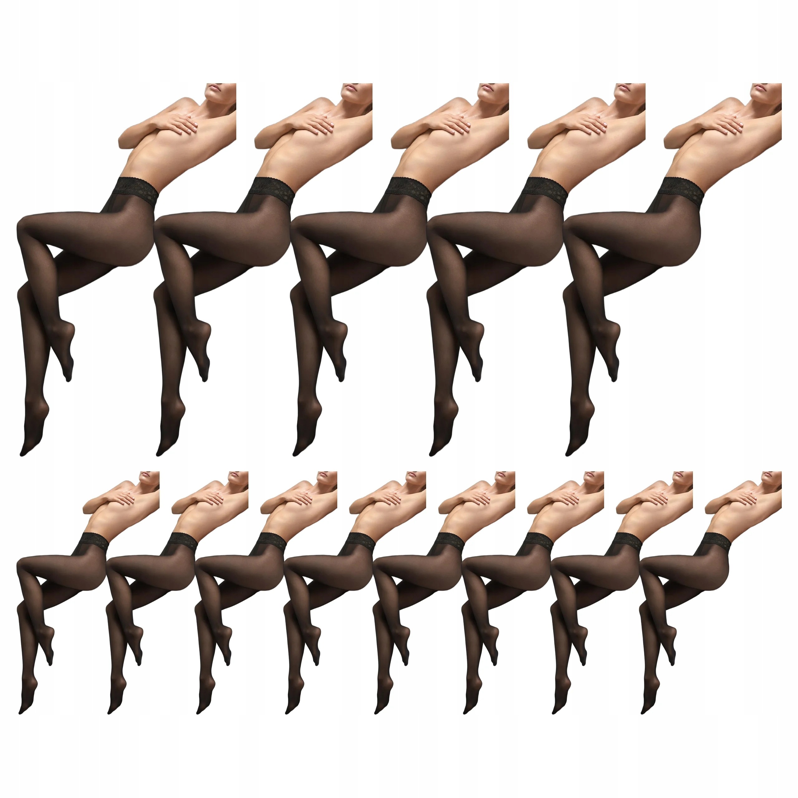 13 x Punčocháče 30 den bez kalhotek s krajkou Erotic Silk Marilyn Black 1/2