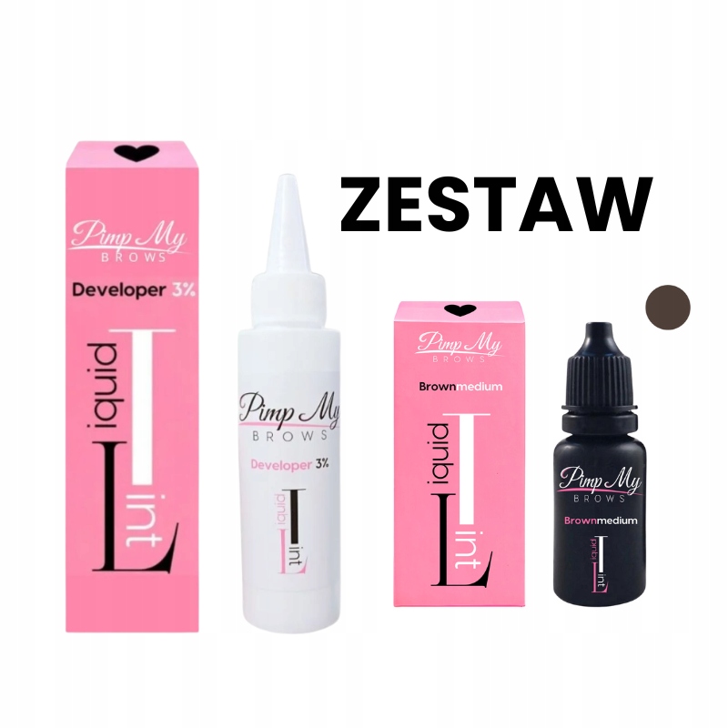 Set Pimp My Brows Liquid Tint 04 Medium Brown Developer Liquid Tint 3%