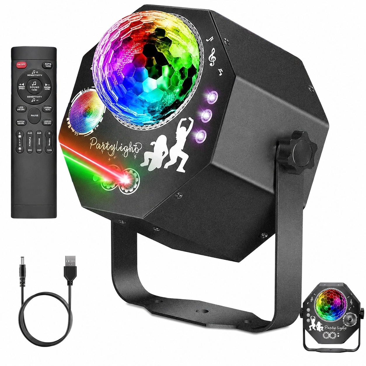 Laserový Disko Projektor Rgb Lampa Uv 64 Vzorů Usb Dálkové Ovládání Pro Párty