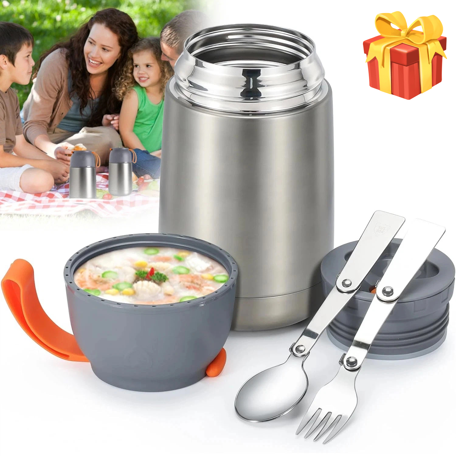 Termoska Na Oběd 650 ML Nerezová Ocel Pro Polévky, Vzduchotěsná Termonádoba