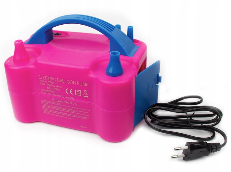 ELECTRIC BALLOON PUMP 2 NOZZLES POWERFUL FAST Dominant color: pink and purple