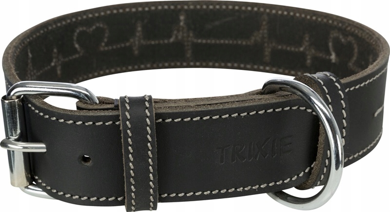 Levně Trixie Rustic Heartbeat Obojek pro psy kožený černý 47–55cm/4cm L