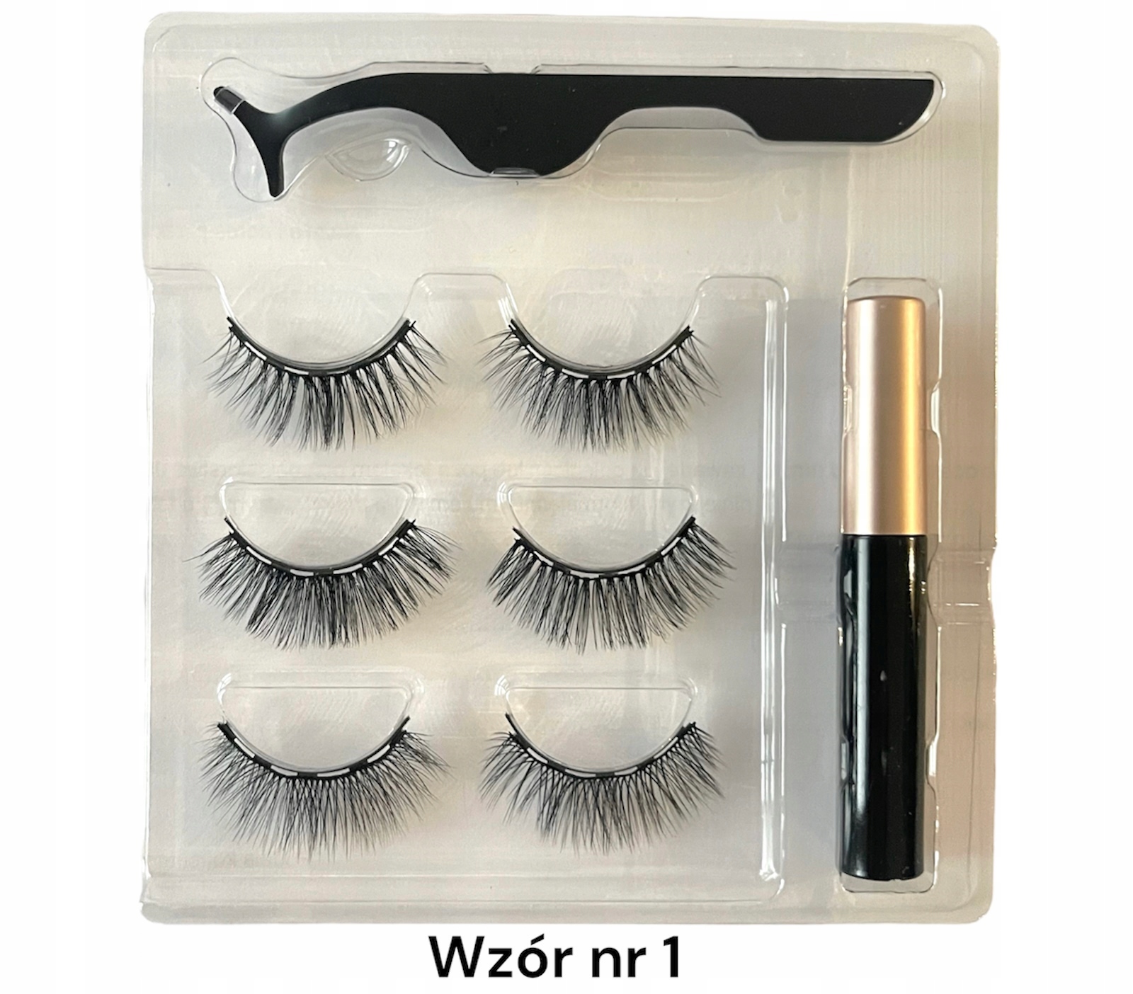 RZĘSY MAGNETYCZNE PĘSETA EYELINER MAGNETYCZNY 3szt Długość rzęs 9 mm