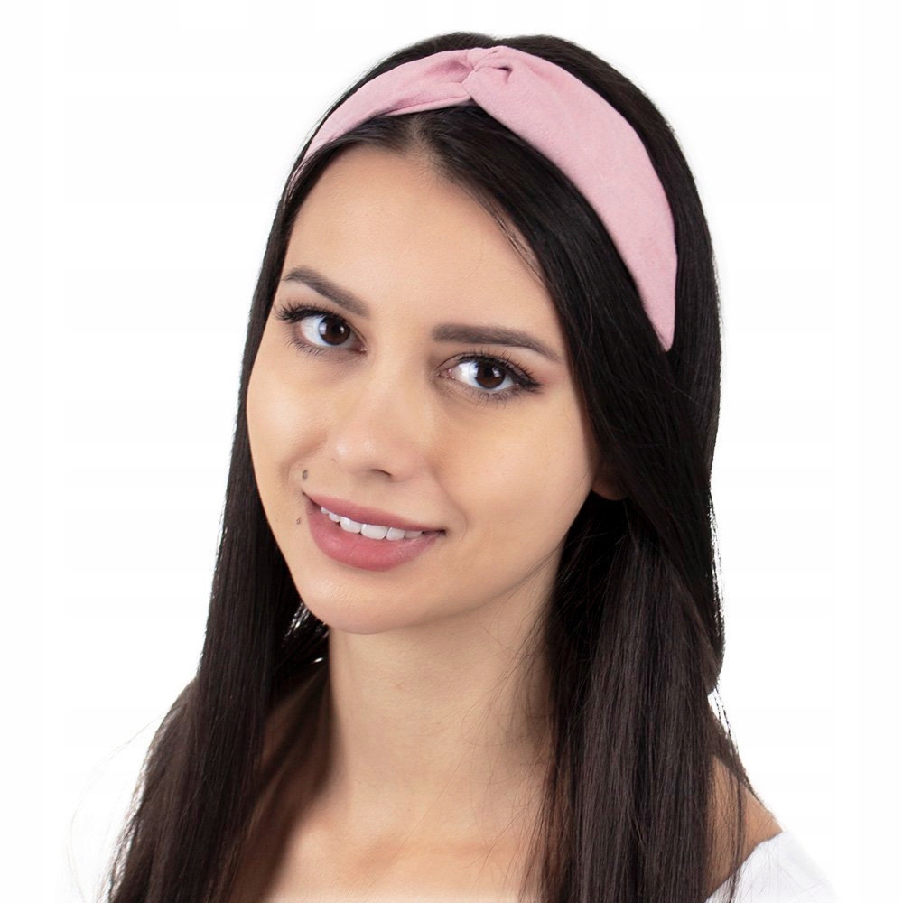 

Opaska Do Włosów różowa Turban na gumce Węzeł
