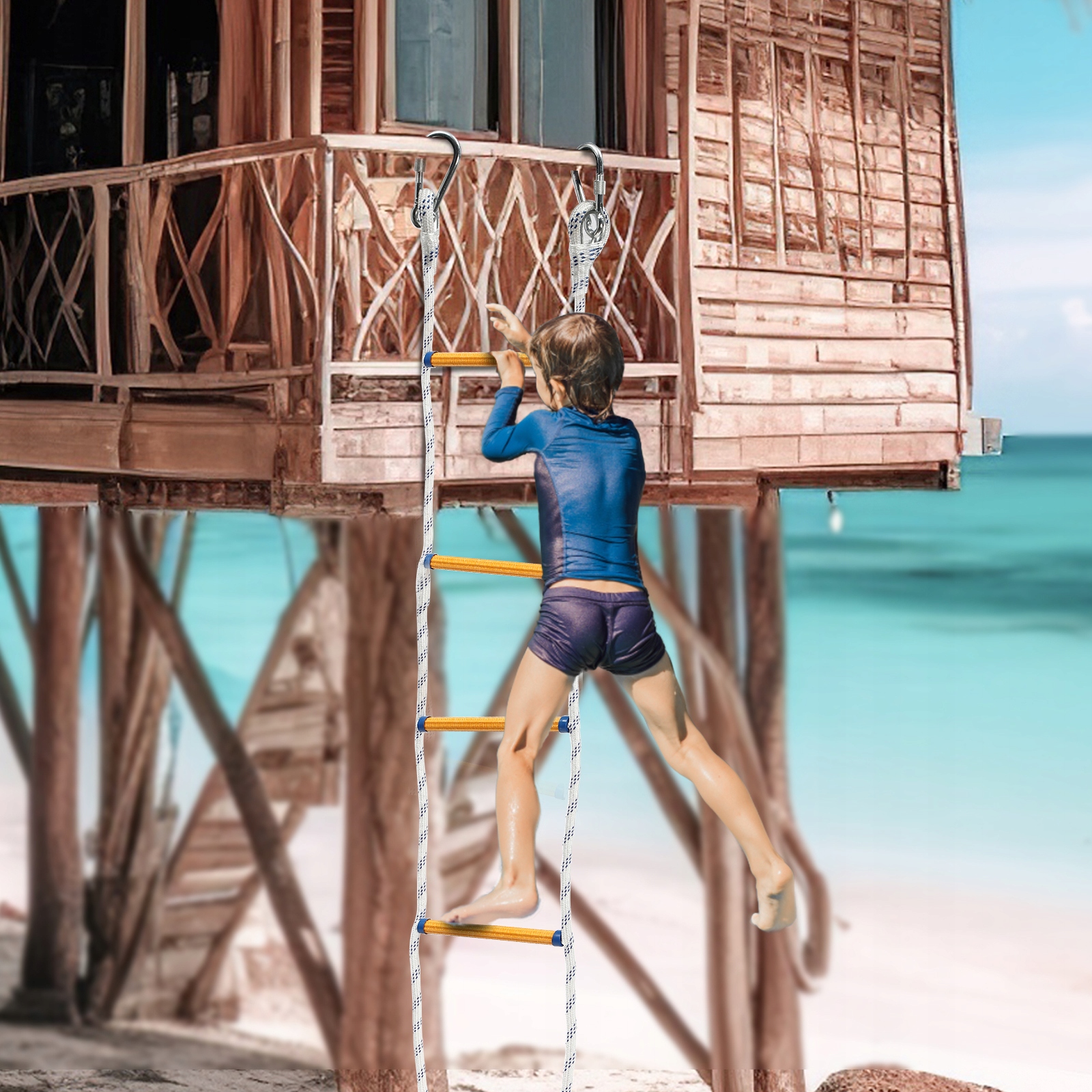 DRABINA SZNUROWA LINOWA NA DACH 6M+2*HAKIEM Model DRABINA SZNUROWA LINOWA NA DACH 6M