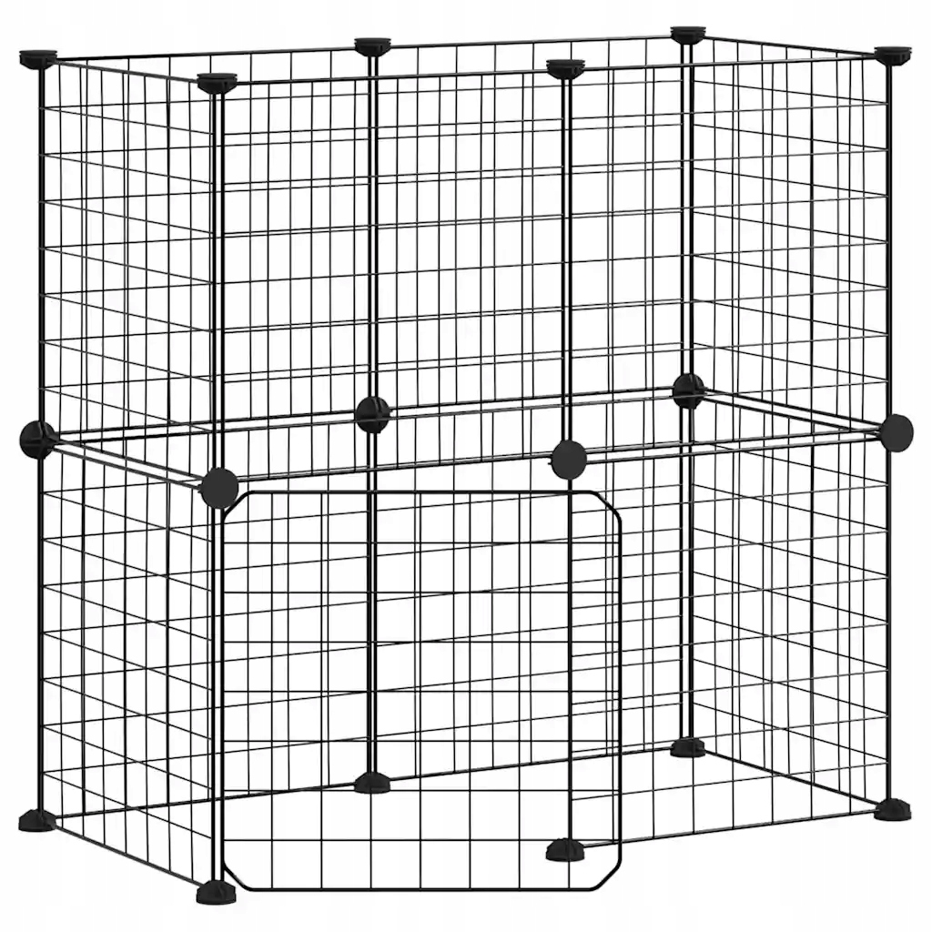 Levně vidaXL Klec pro zvířata s brankou, 12 panelů, černá, 35x35 cm, ocel