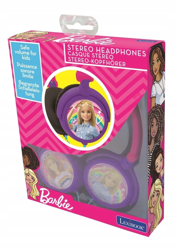 Skládací drátová sluchátka Barbie stereo s bezpečným hlasitostí pro dítě