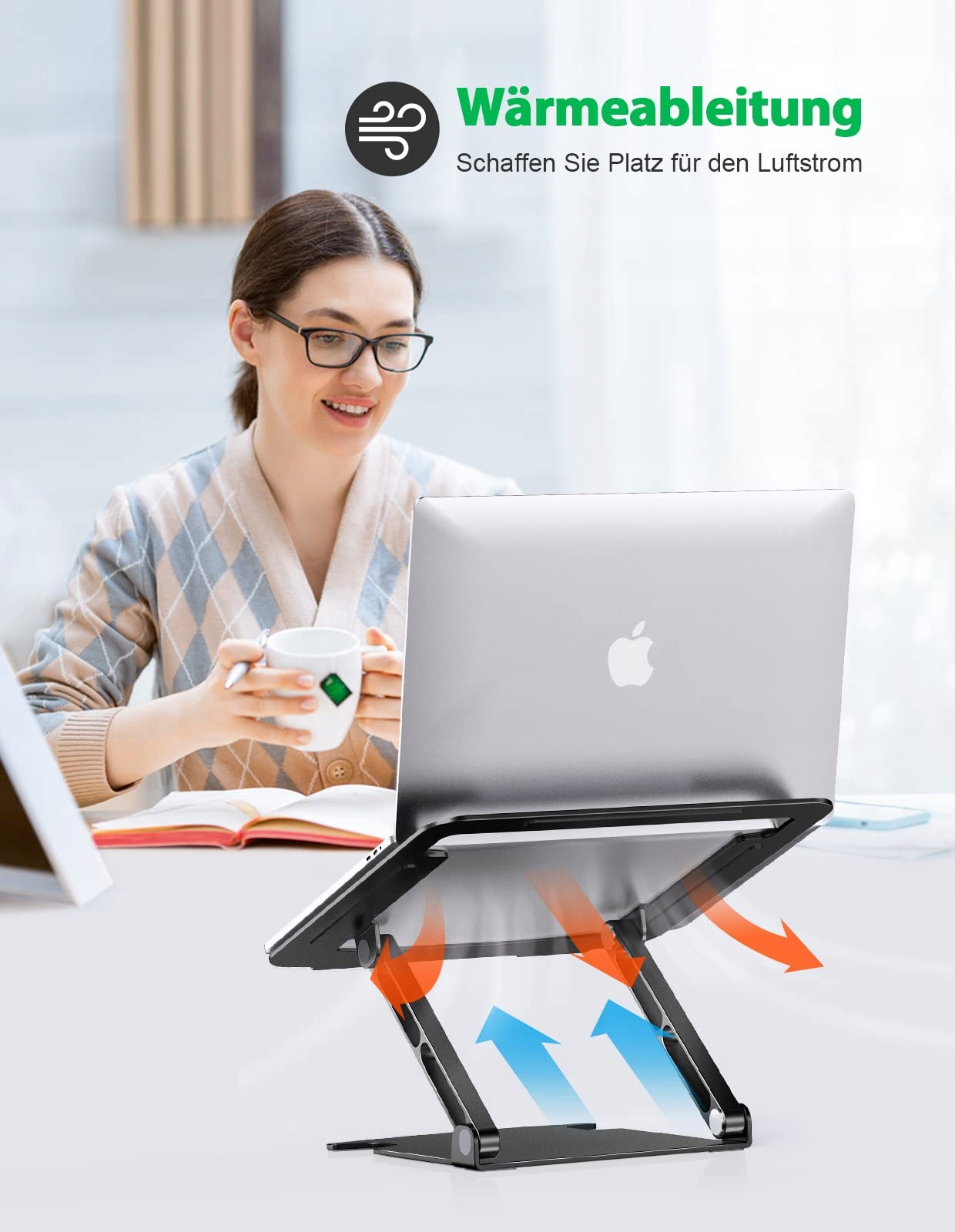 GLANGEH Aluminiowy Stojak Na Laptopa Ergonomiczny Regulowany 10-16 cali — miniatura 3
