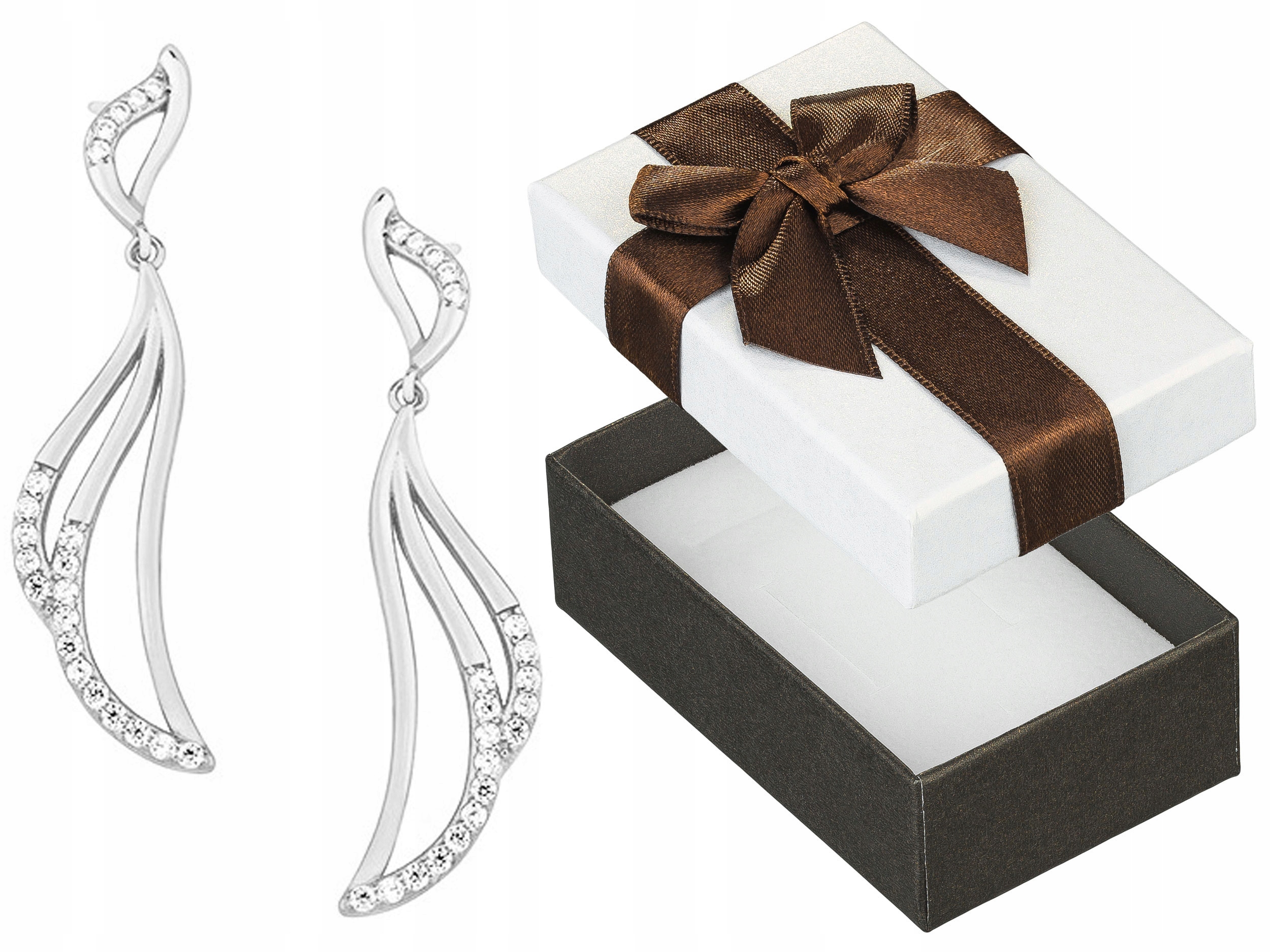 Stříbrné Náušnice s dlouhými dámskými zirkony, šroubky Stříbro 925