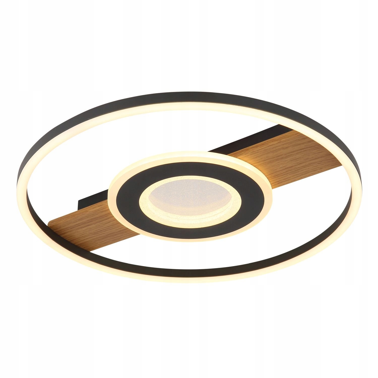 Led stropná lampa Pikara 24W teplá biela imitácia dreva čierna matná