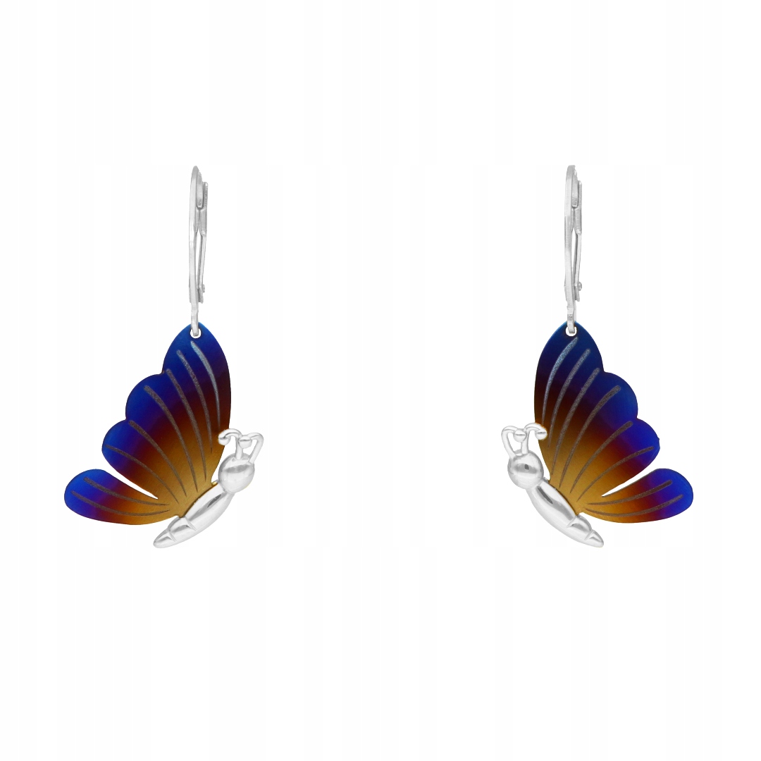 Náušnice motýli titan ombre stříbro