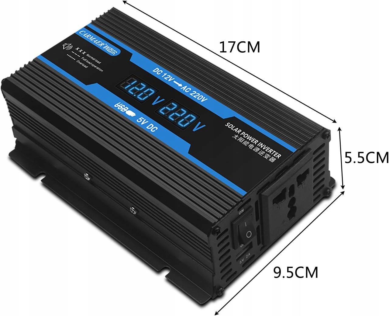 PRZETWORNICA SAMOCHODOWA MINERLELE FALOWNIK 500W 12V LCD WYDAJNA Stan opakowania oryginalne