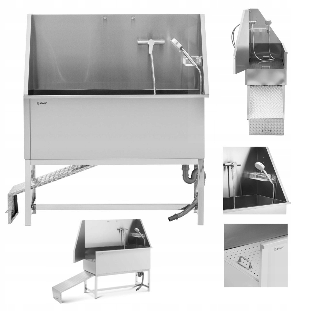 Levně Groomerská vana do koupele a mytí psů zvířat s rampou 122 x 56 x 142 cm