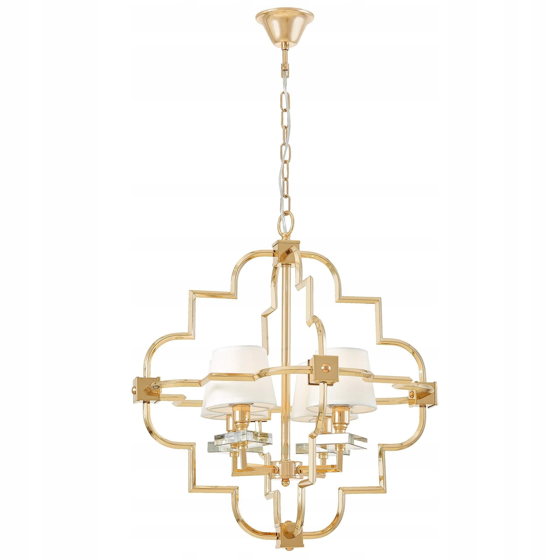 Żyrandol Lampa Sufitowa Wisząca Nowoczesna Zwis Złota Biała Baltimore W4