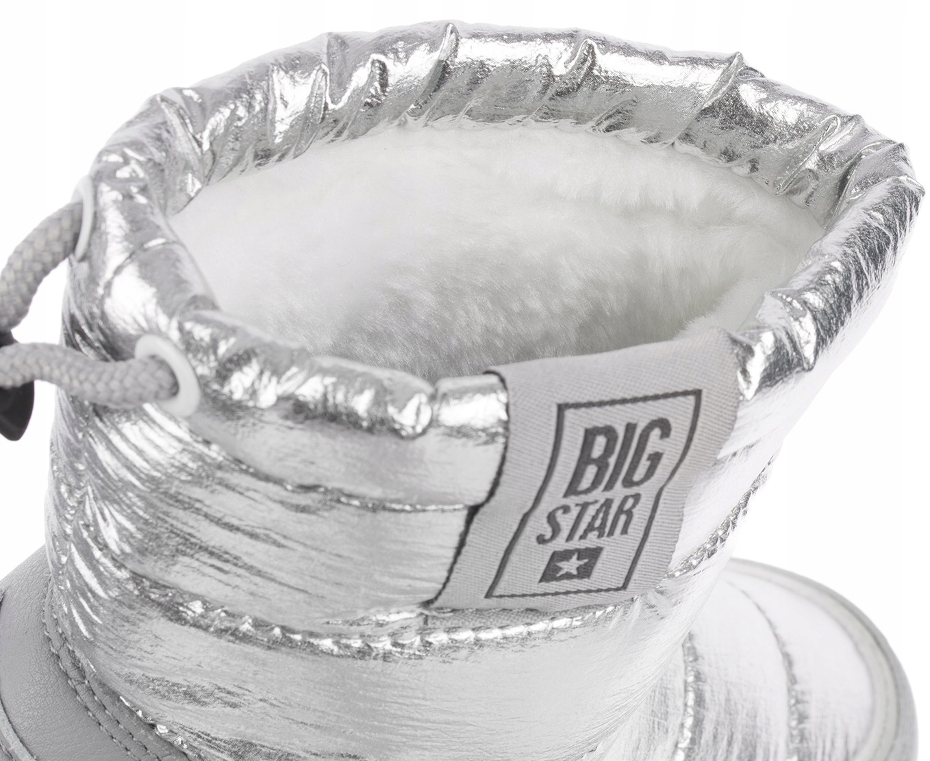 BIG STAR OCIEPLANE ŚNIEGOWCE DZIEWCZĘCE DZIECIĘCE ZIMOWE BUTY SREBRNE r. 35 Materiał tworzywo sztuczne