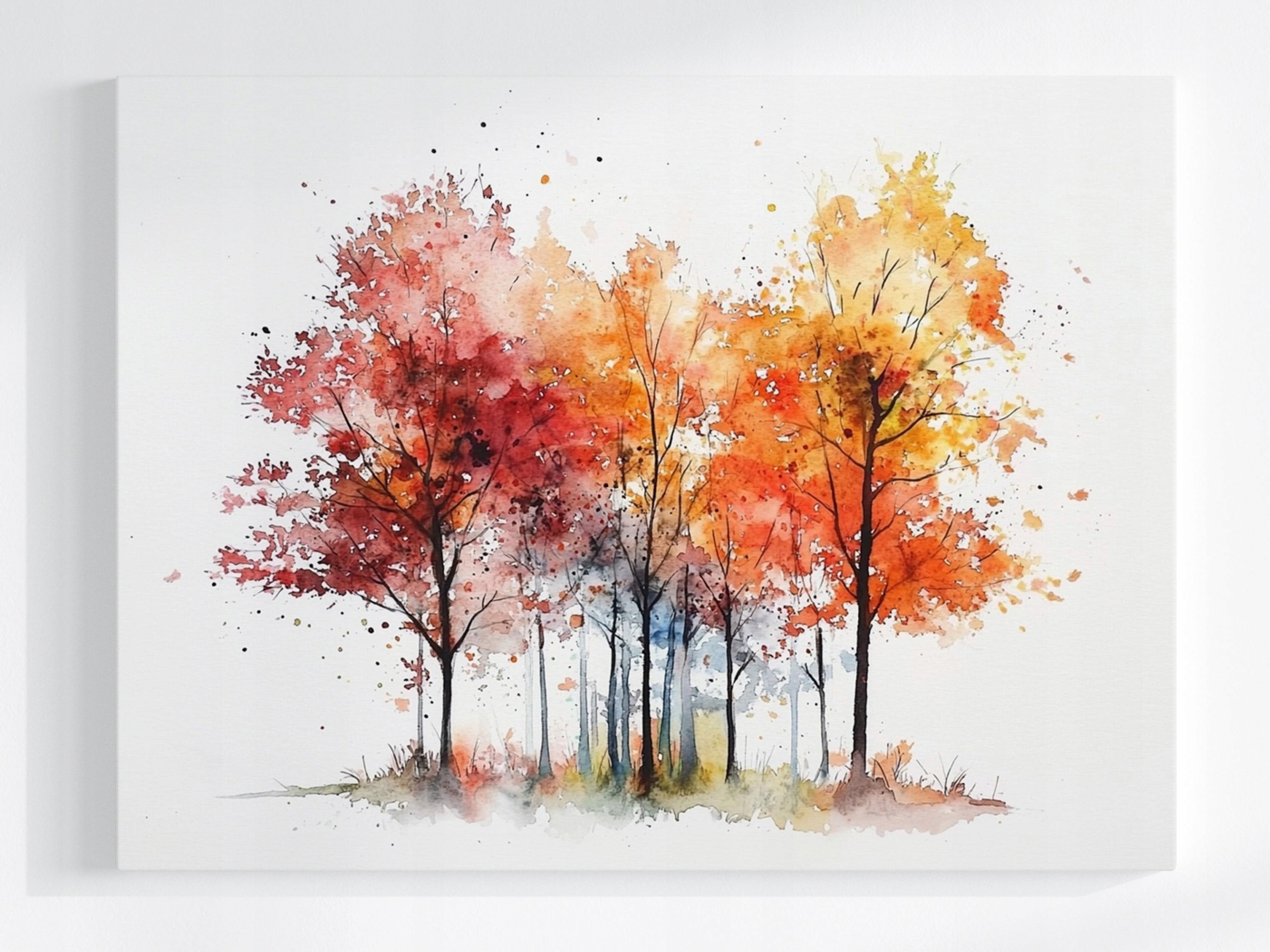 Obraz Na Plátně Canvas Barevné Stromy Podzim Příroda Akvarel 80x60
