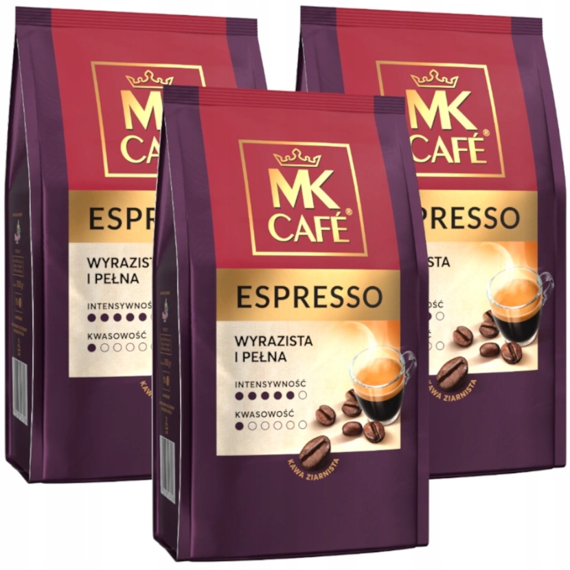 Kawa ziarnista Mk Cafe Espresso 3x1kg pełna i wyrazista w smaku