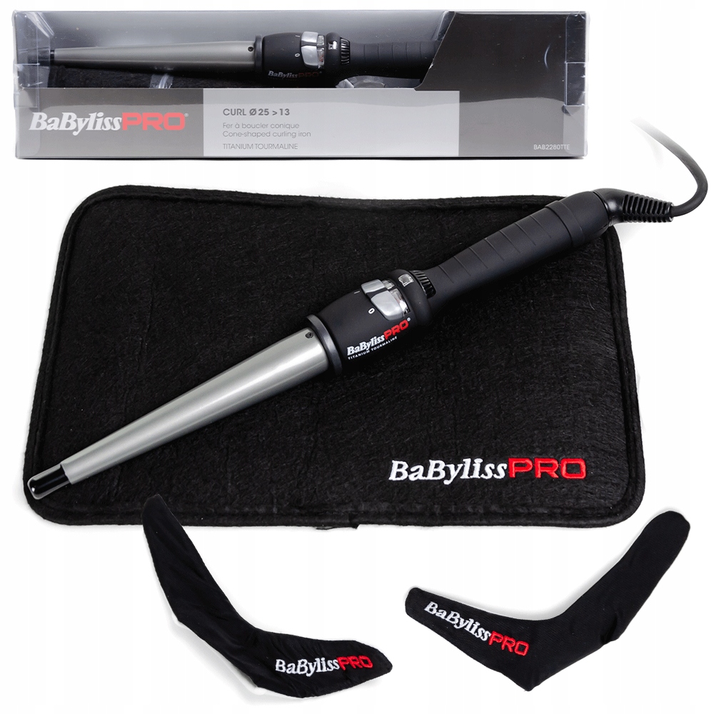 Lokówka stożkowa Babyliss Pro BAB2280TTE 25-13mm Tytanowa Mata Rękawiczki