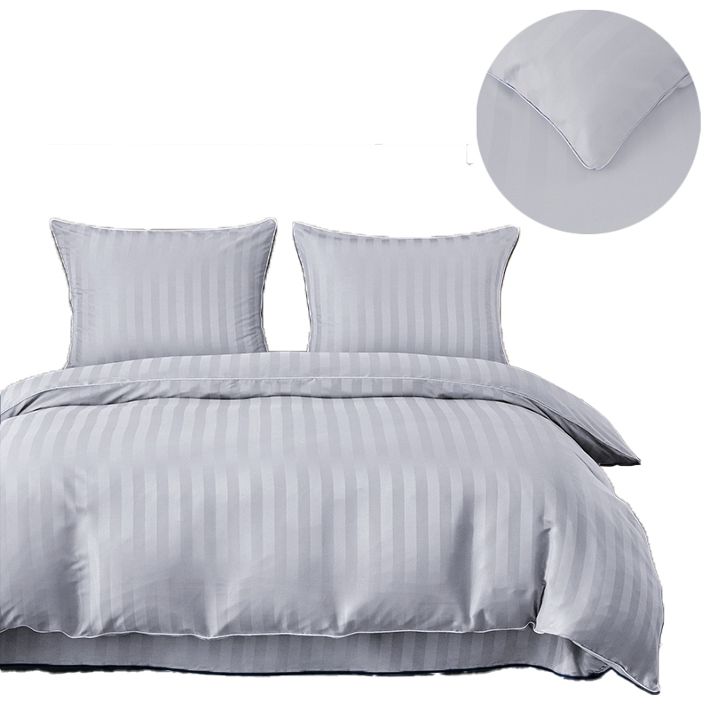 Pościel 200x220 Adamaszek 100% Bawełna Satynowa Hotelowa Jasna Szara