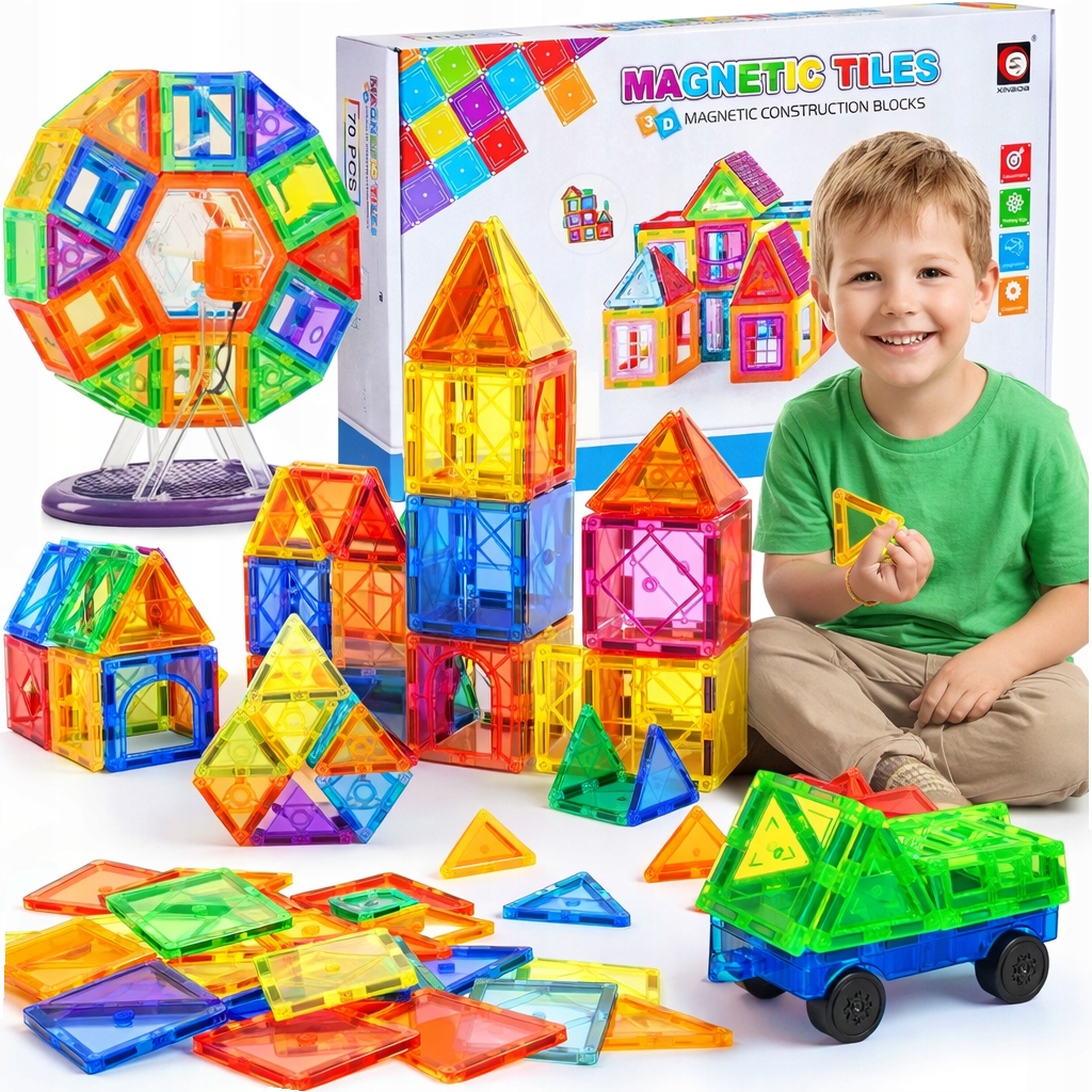 НАБОР БОЛЬШИХ МАГНИТНЫХ СТРОИТЕЛЬНЫХ БЛОКОВ 3D MAGNETIC TILES 70 EL PANELS