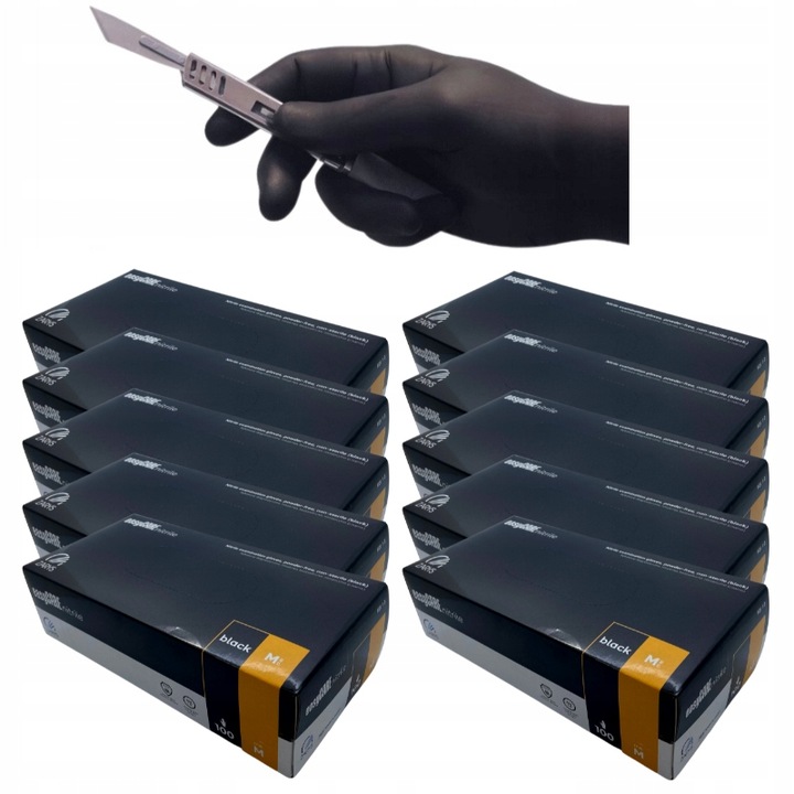 Nitrilové rukavice Bezpudrové Zarys Easycare Černé vel. M 1000 ks (karton)