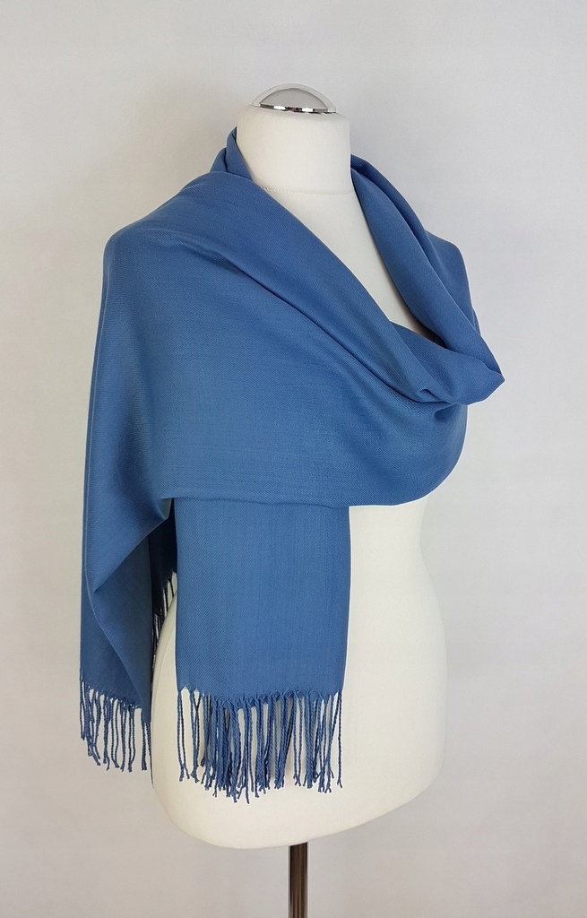 121 Elegancki SZAL NIEBIESKI DŻINSOWY CASHMERE Marka inna