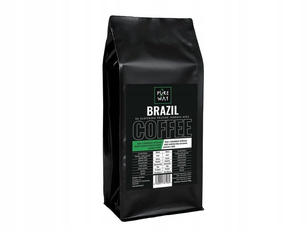 Brazílie – odrůdová kávová zrna, 1 kg (100% Arabica).