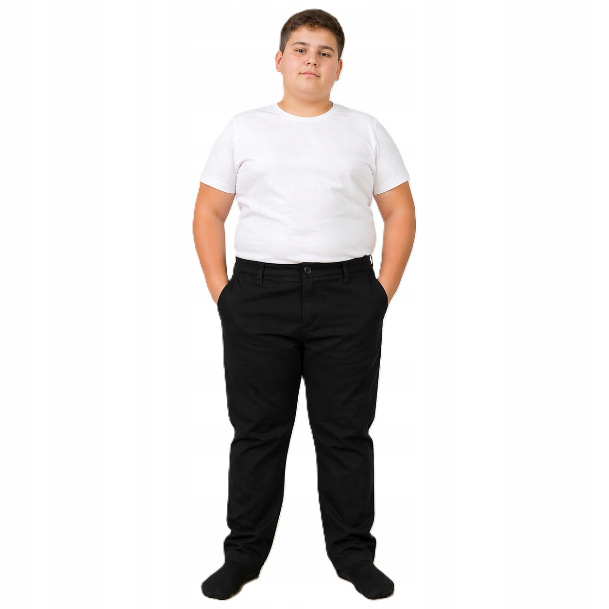 Spodnie chłopięce Lei 019/6 xl poszerzone wizytowe czarne r. 140