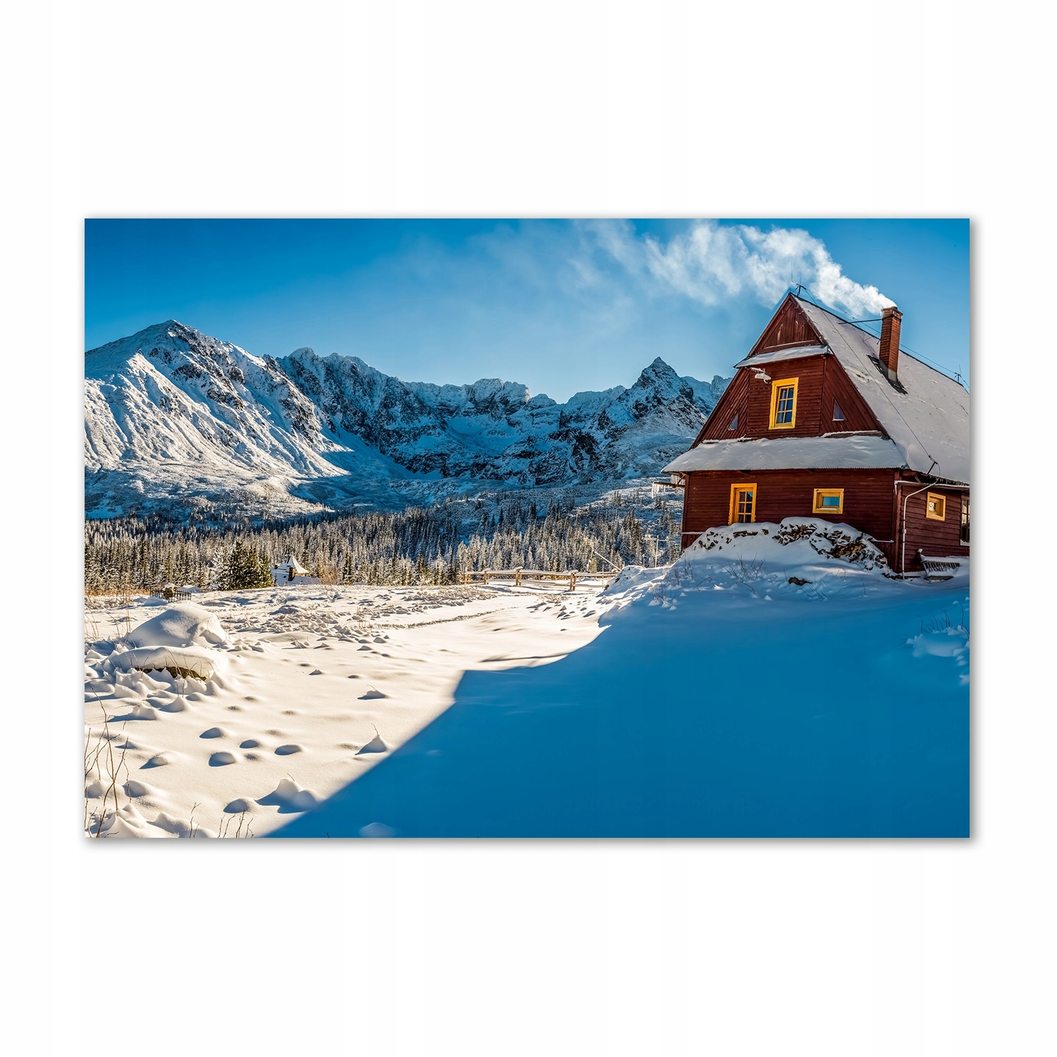 

Foto obraz szkło hartowane Domek w górach 100x70