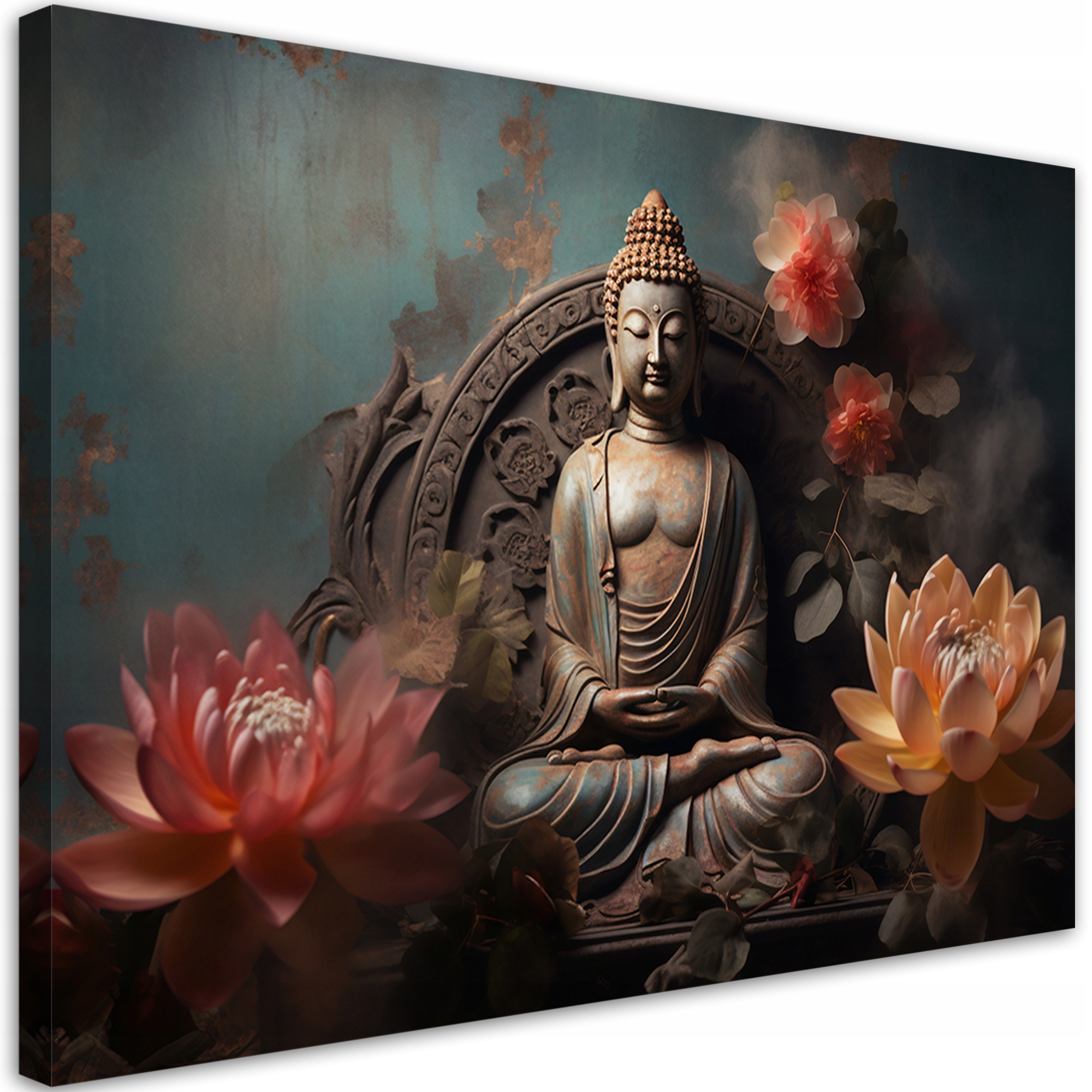 Obraz na plátne, Buddha Kvety Zen 120x80