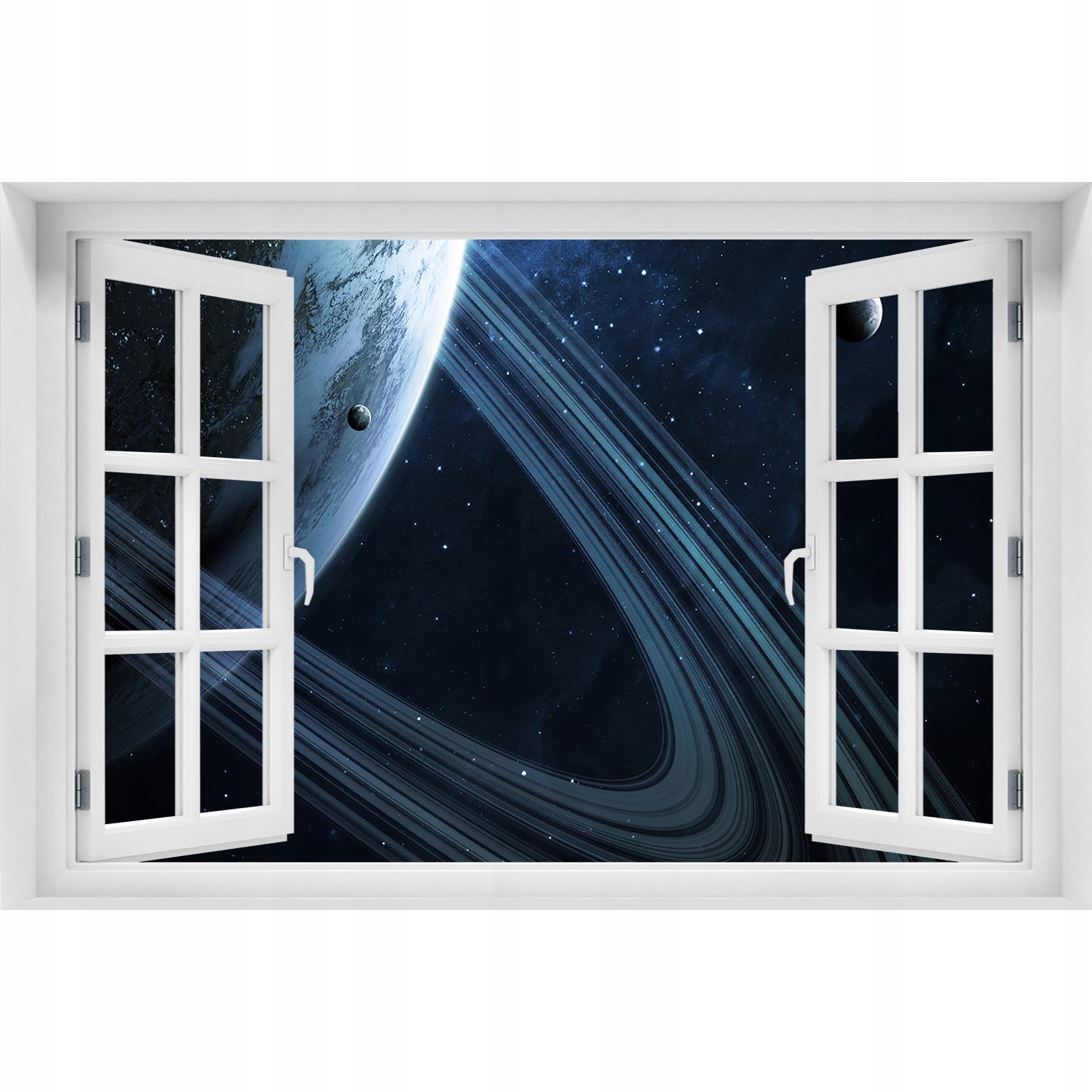 

3D Okno Naklejka na ścianę Samoprzylepna Planeta