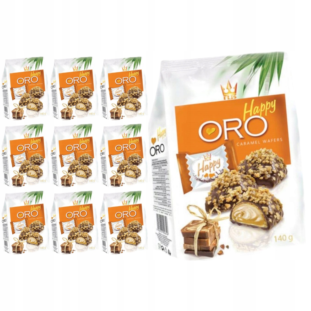 Levně Flis Pralinky Happy Oro s karamelovou příchutí 140 g x 10 kusů