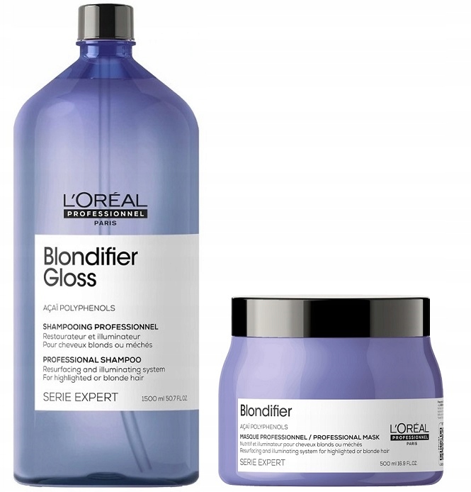 

L'oreal Blondifier Gloss Szampon 1500 Maska 500
