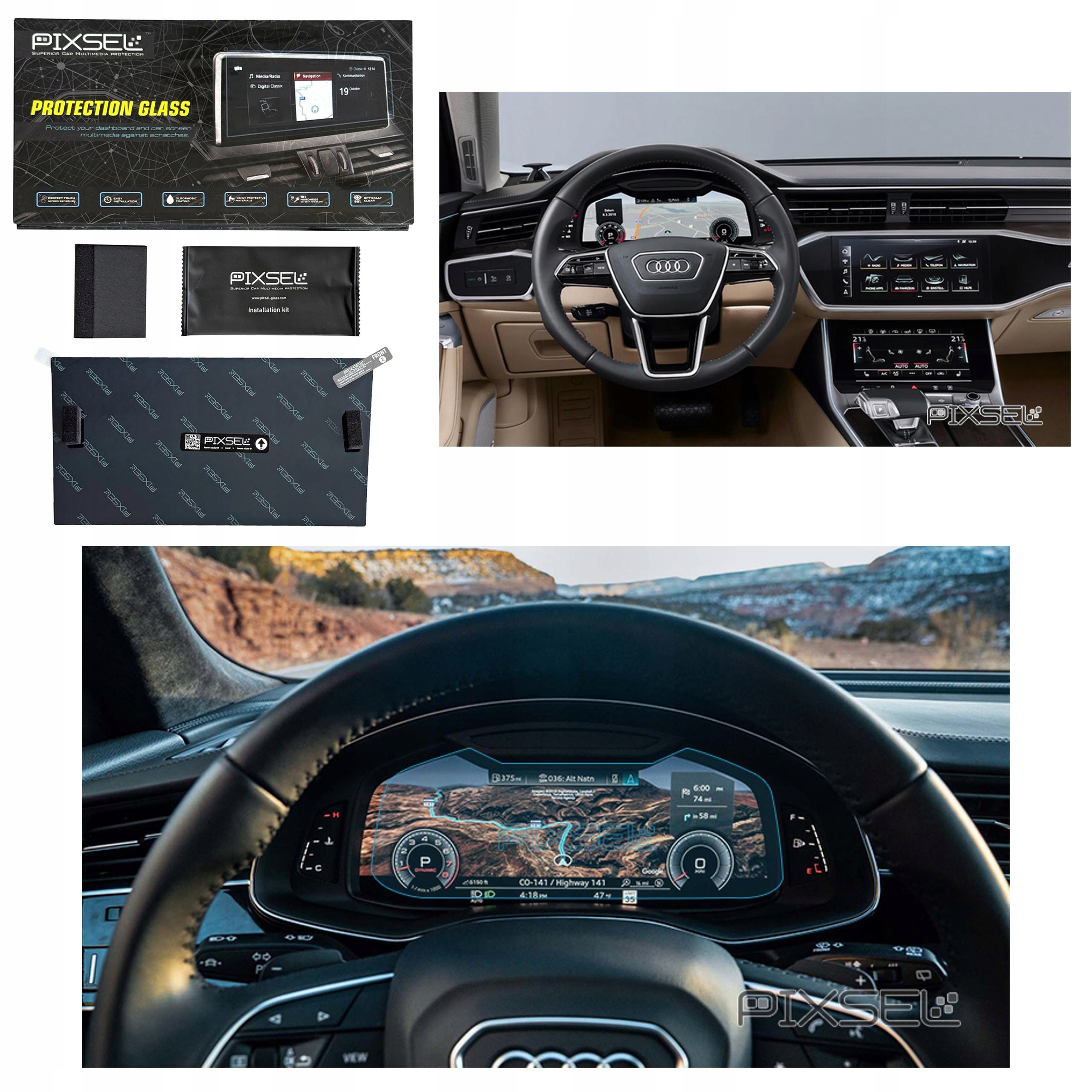 Antyodciskowe Matowe Szkło Ochronne Audi A6/S6/RS6-12“ 2019-2025