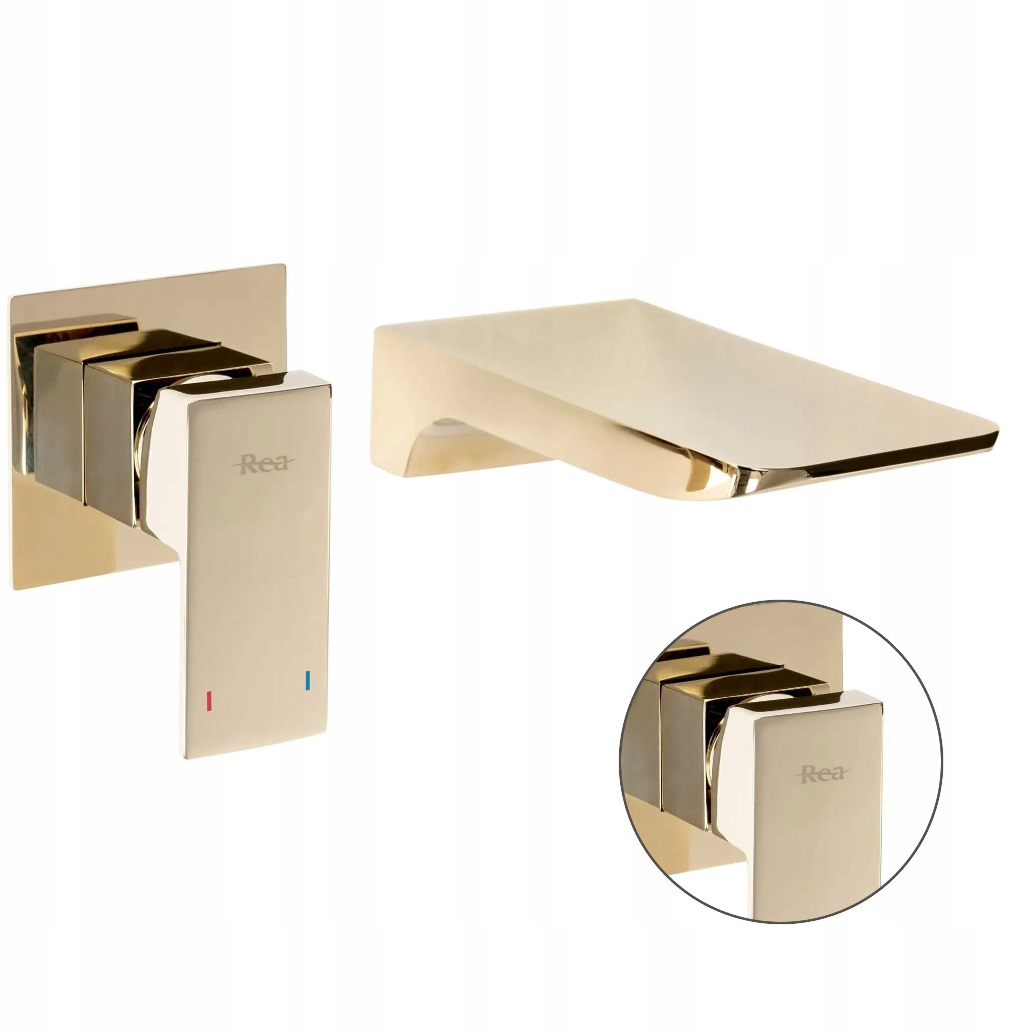 Podomietková umývadlová batéria Rea Mason Gold Zlatá namontovaná na stenu