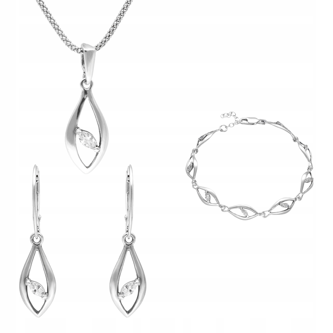 Stříbrný set s kubickou zirkonií elegantní dámské šperky stříbro 925