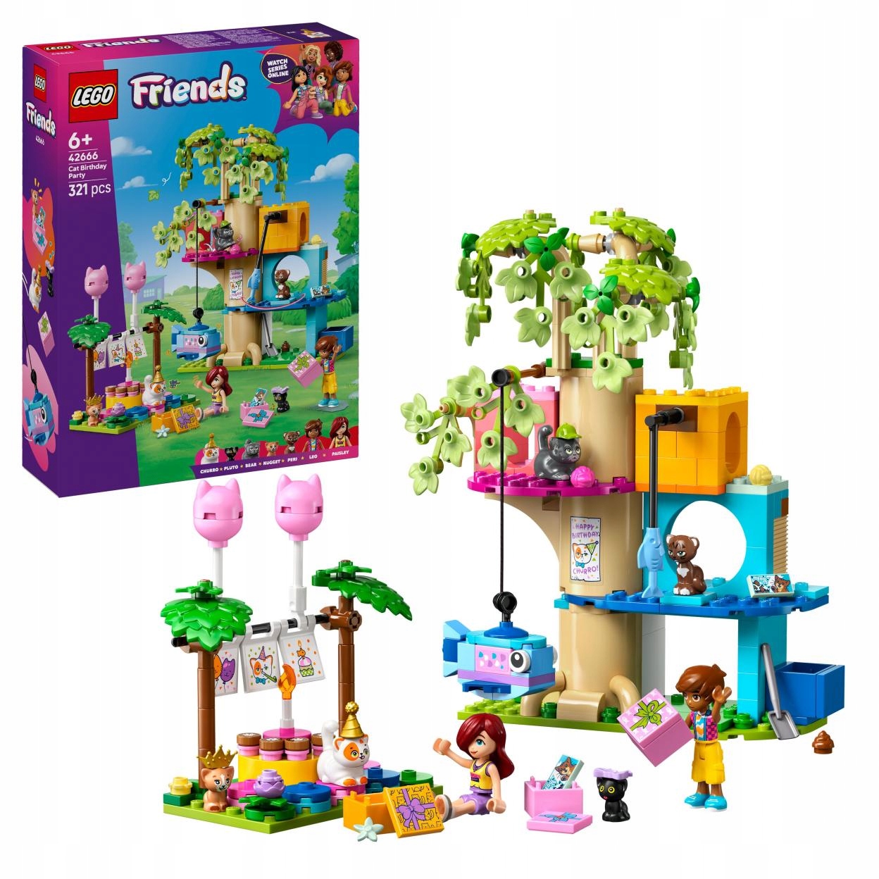 Lego(r) Friends 42666 Narozeninová oslava kočky s domečkem na stromě