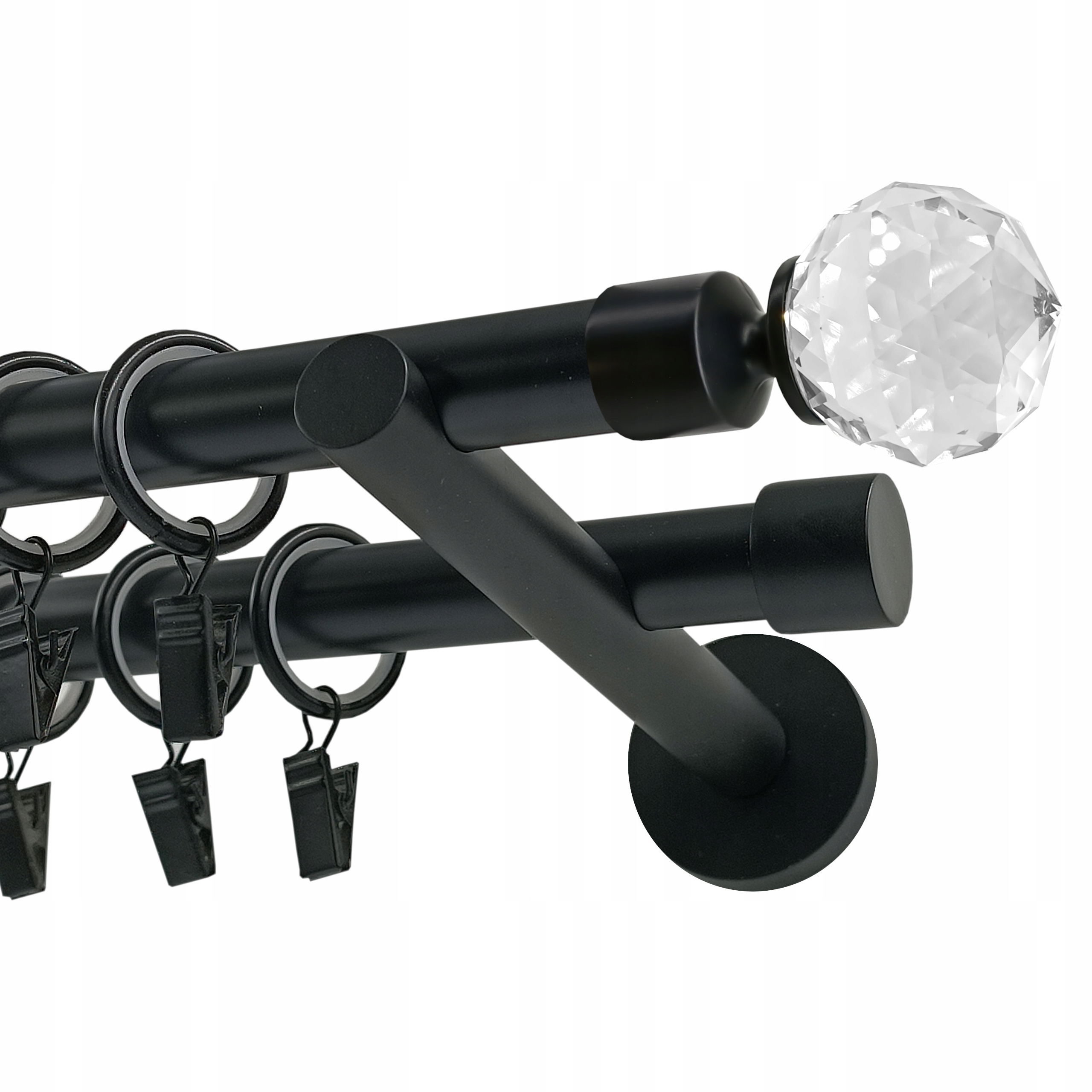 Garnýž Dvojitá Kovový 19+19 mm Výběr Zakončení Černý Mat 180 cm